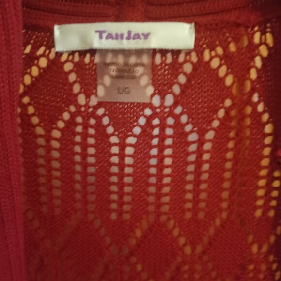 TahJay, Red Knit Tunic, Large - Picture 2 of 10